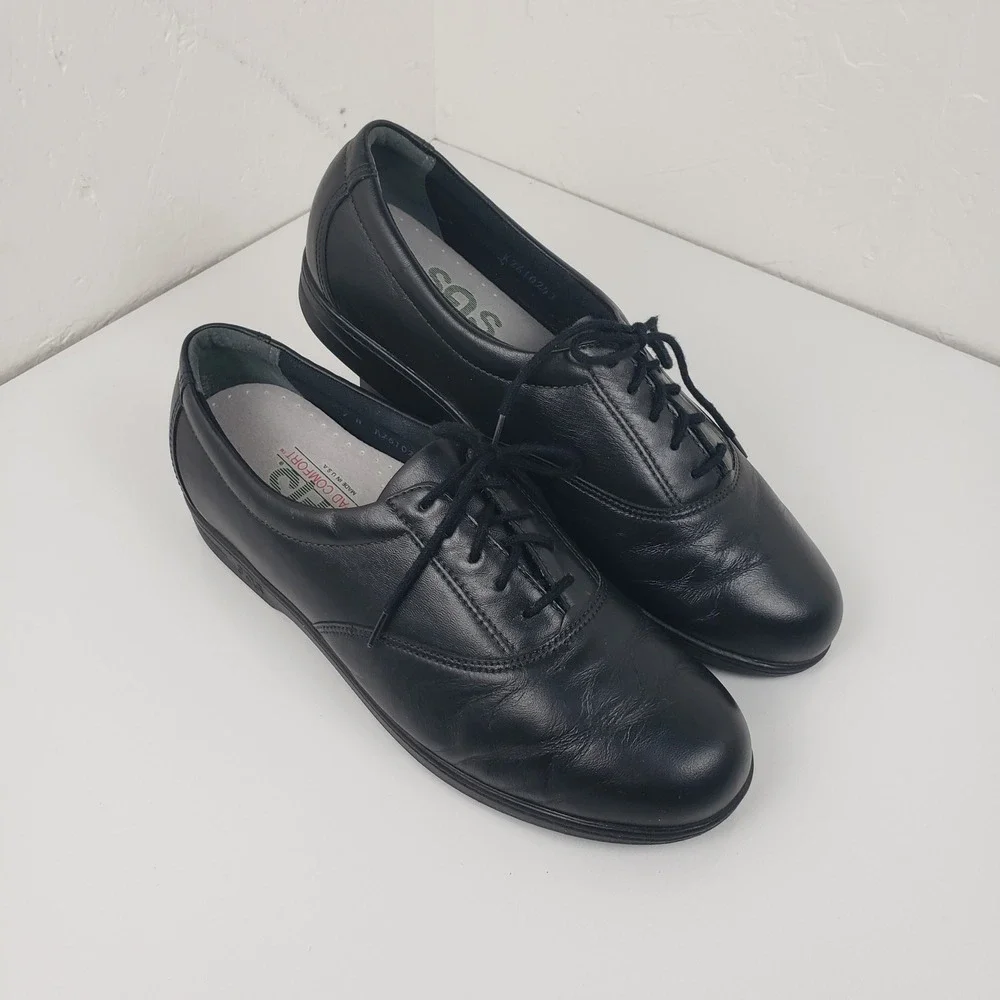 SAS Whisper Tripad Comfort‎ Women's 9 N Black Leather Lace Up Oxford Shoes